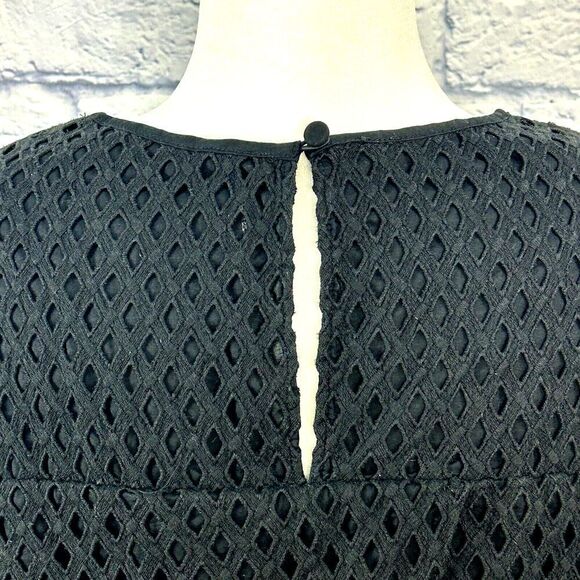 Eliza J Womens Sz 16 Black Eyelet Popover Poplin Dress Sleeveless Knee Length R4 - Picture 5 of 12